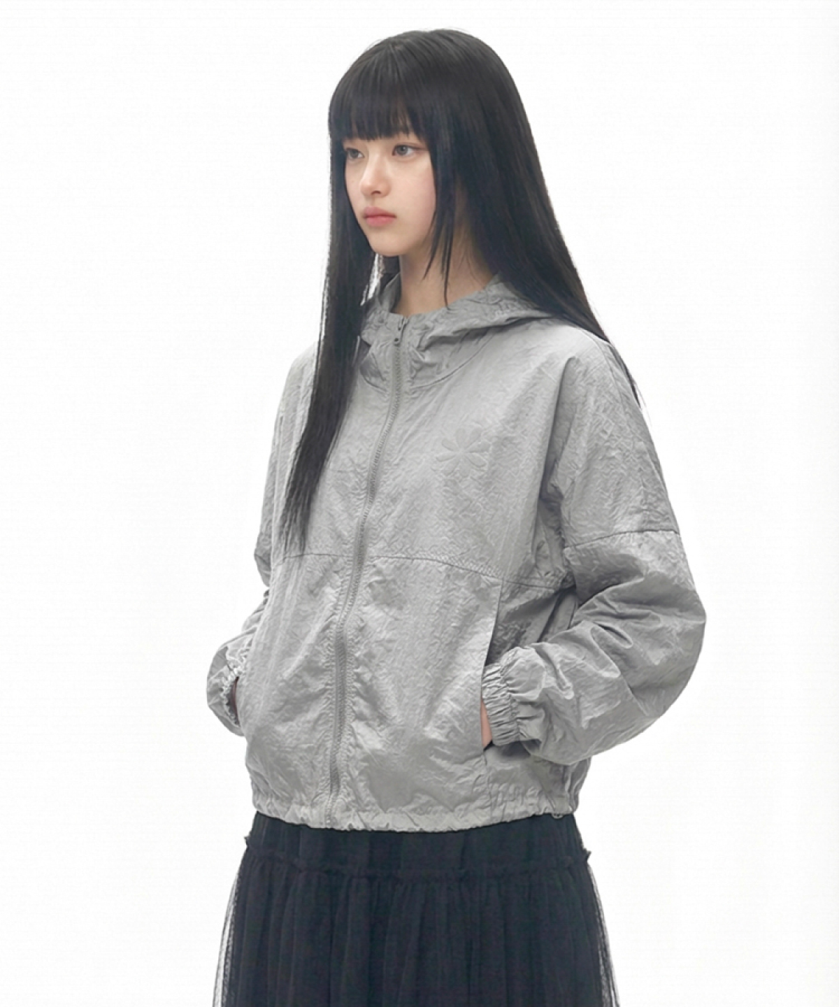Symbol Logo Hood Windbreaker Jumper_Gray