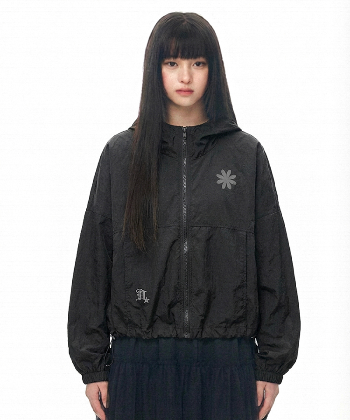 Symbol Logo Hood Windbreaker Jumper_Black