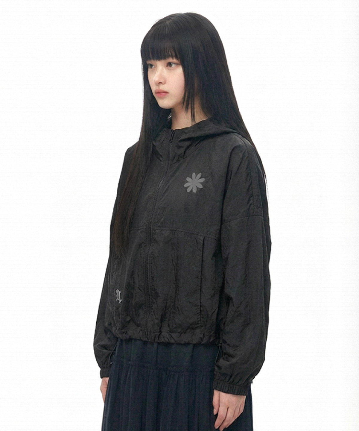 Symbol Logo Hood Windbreaker Jumper_Black