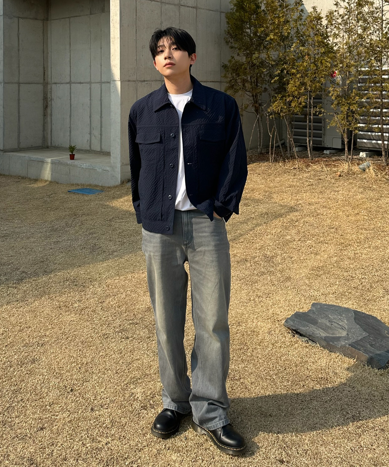[COUTURE]Navy two-tone circus oversized fit trucker