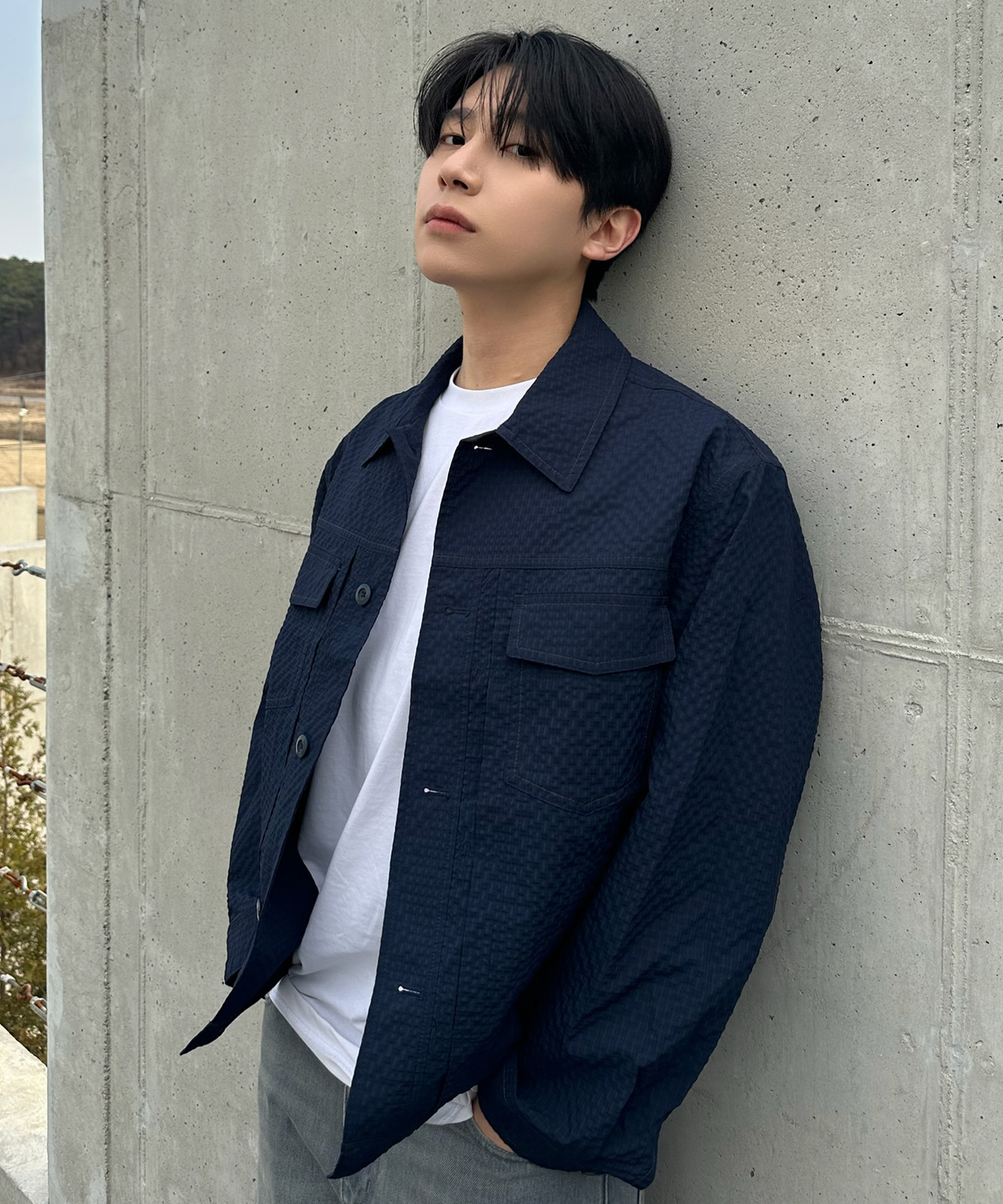 [COUTURE]Navy two-tone circus oversized fit trucker