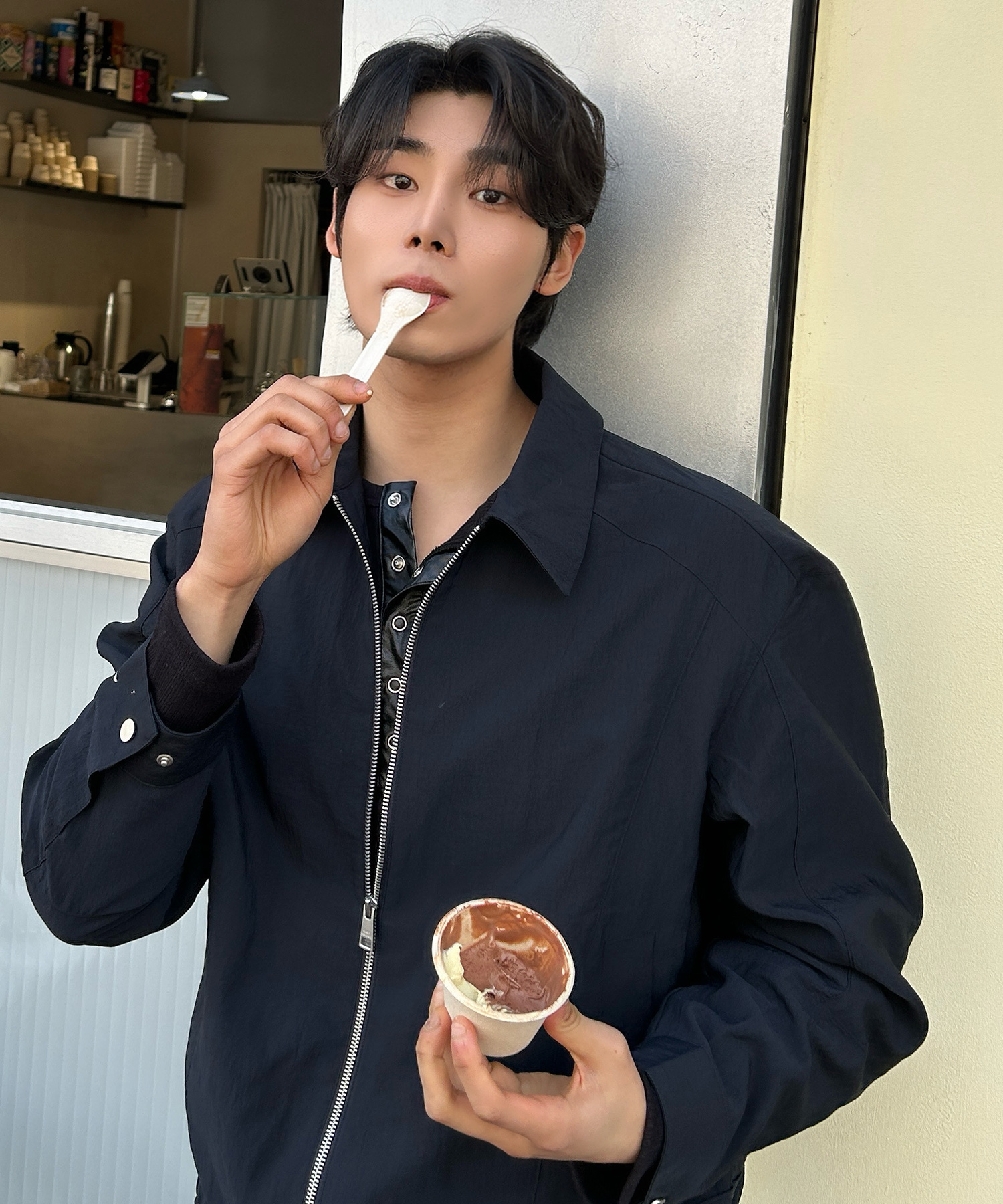 [COUTURE]Navy Twill Semi-Oversized Fit Blouson