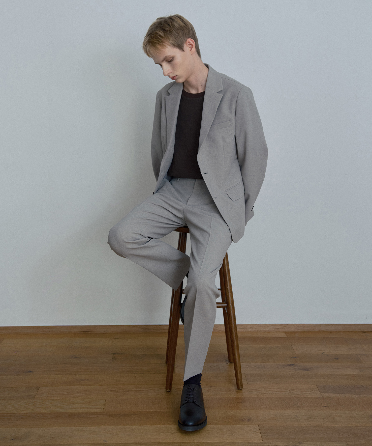 [SET][Cool]Two-tone tissue regular fit jacket set-up light beige