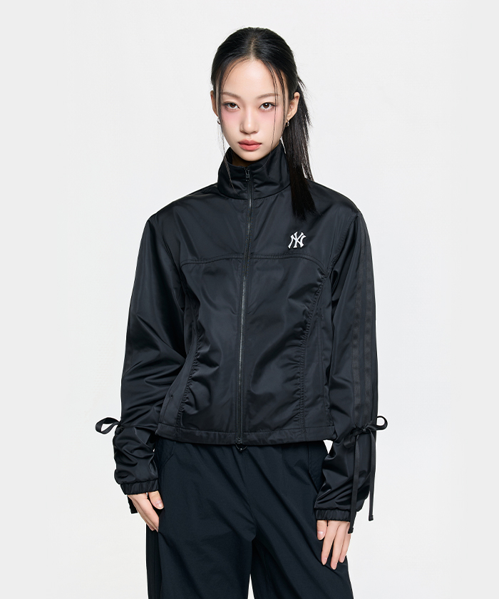 Женская спортивная ветровка из сатина с рюшами NY (Black)