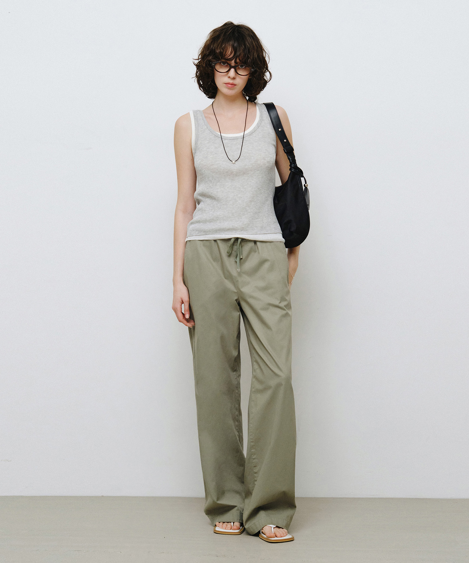 Хлопковые брюки на завязках Khaki MDPT080KHAKI