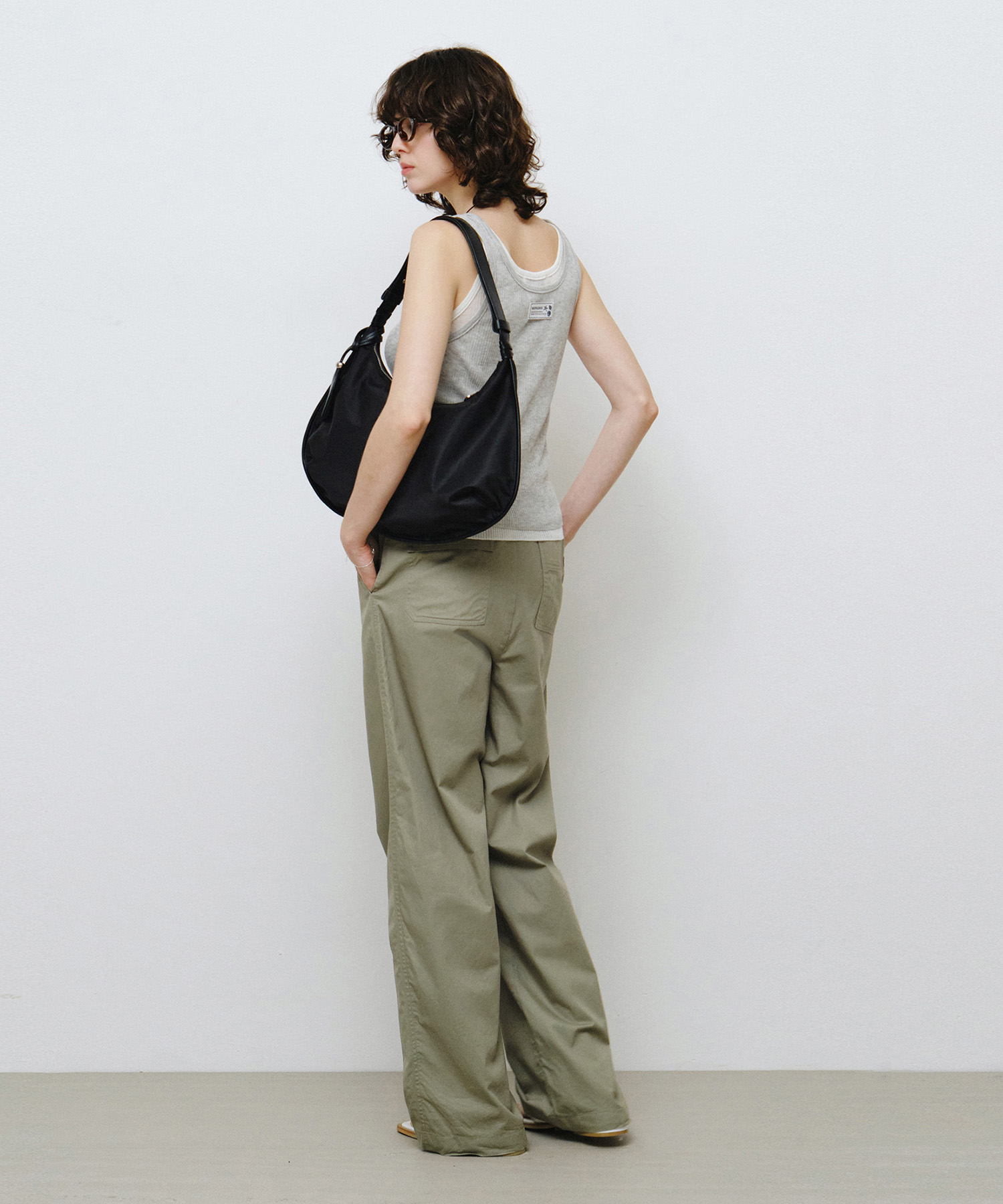 Хлопковые брюки на завязках Khaki MDPT080KHAKI
