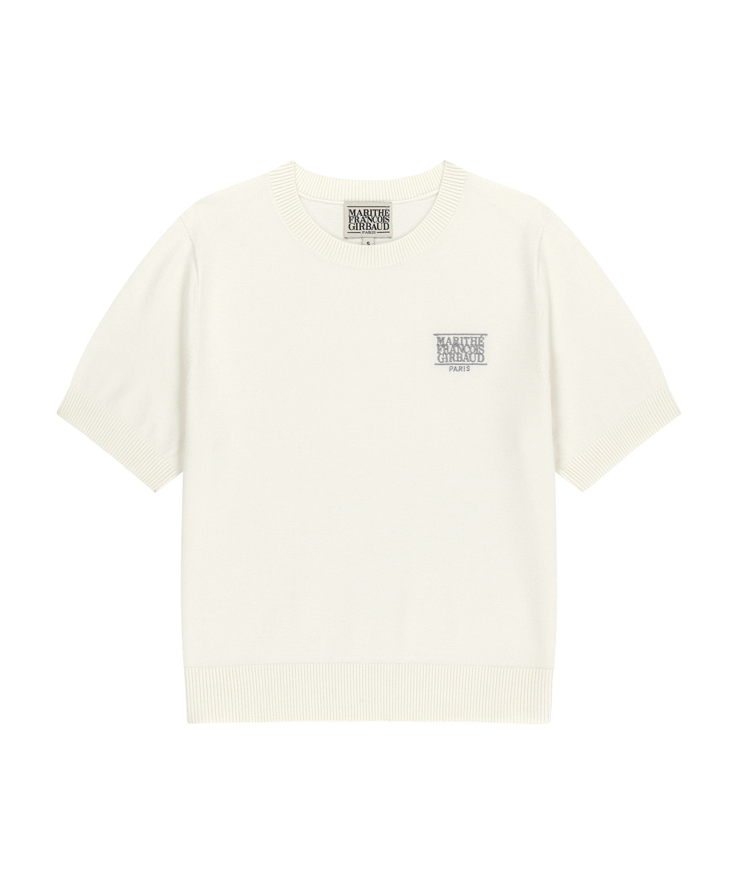 W SMALL CLASSIC LOGO HALF KNIT PULLOVER ivory