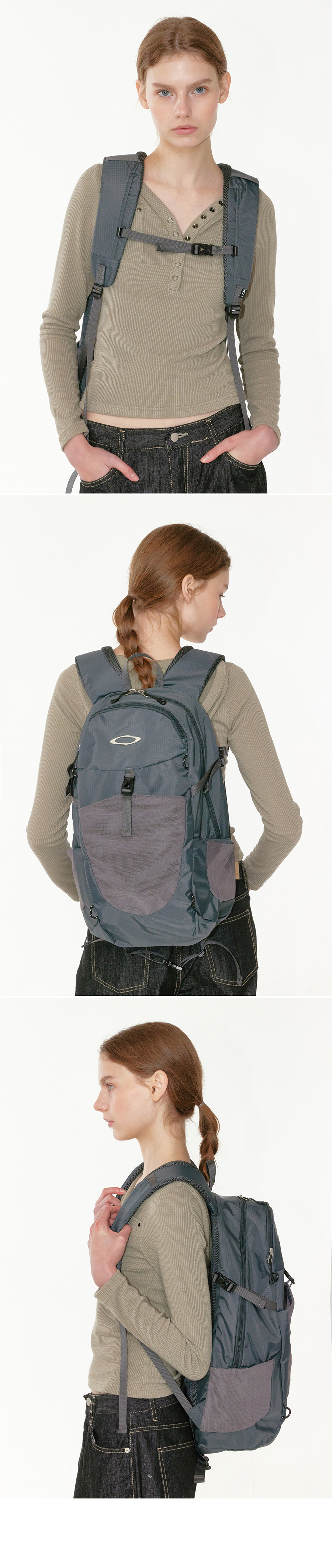 MESH BUCKLE BACKPACK - 3 COLORS KHAKI