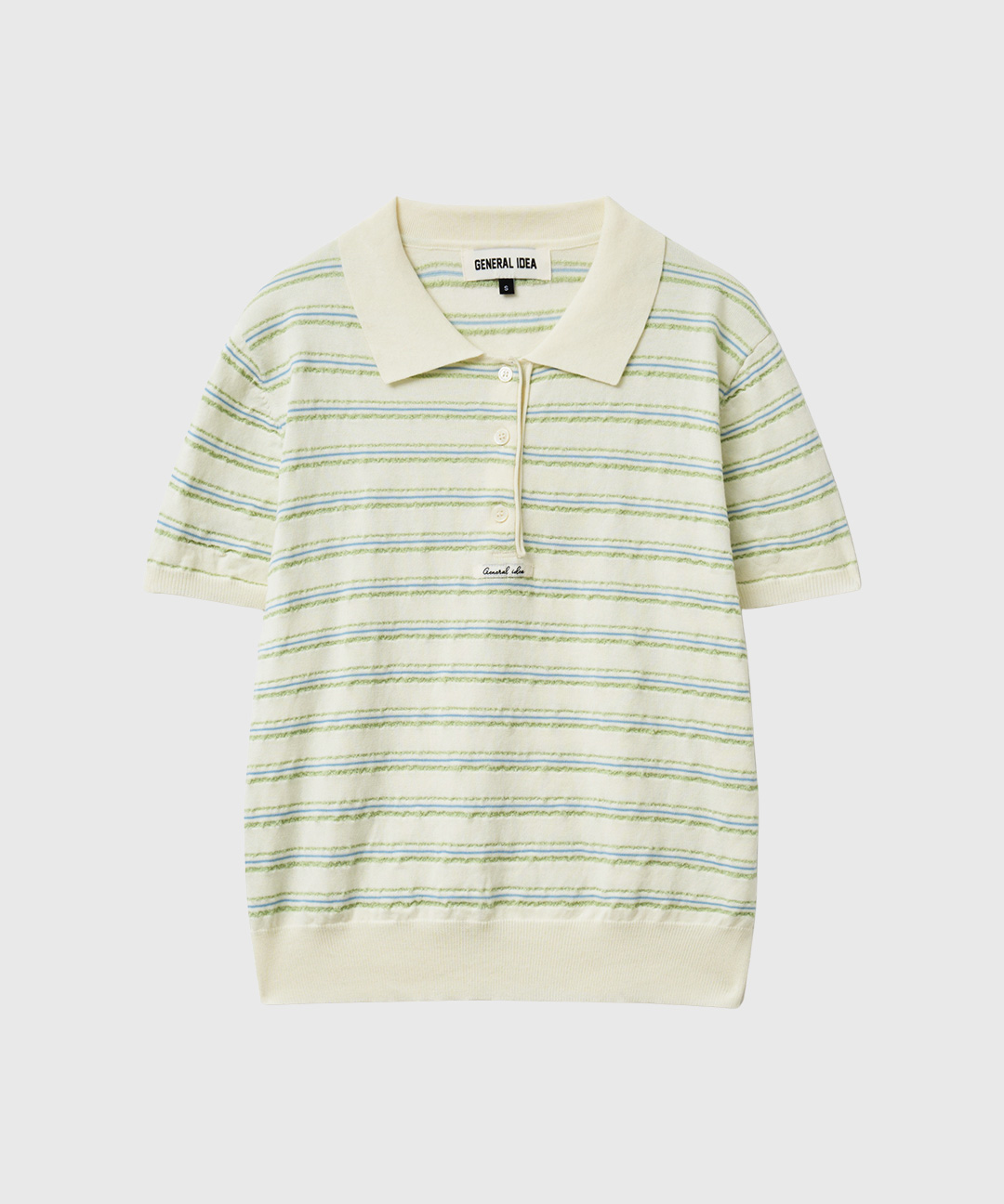woman stripe collar half knit [ivory]