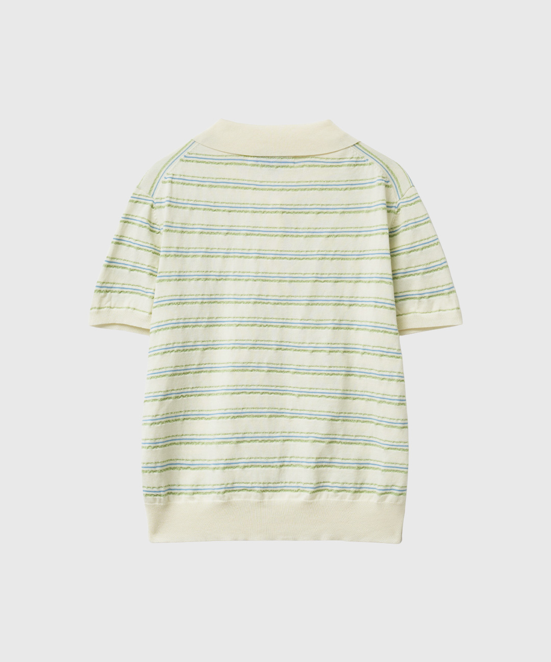 woman stripe collar half knit [ivory]