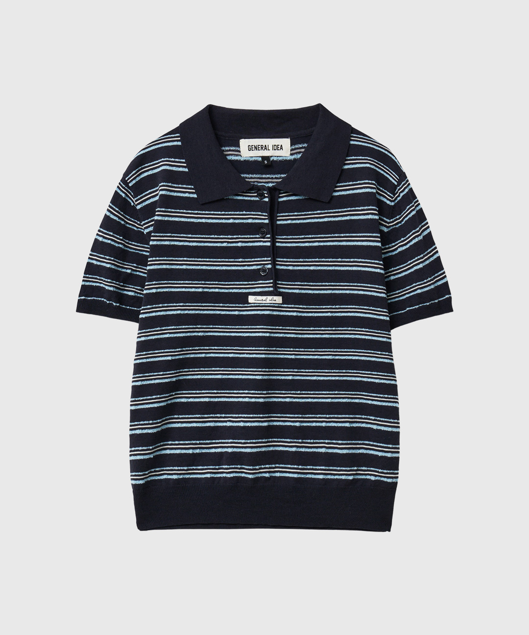 woman stripe collar half knit [navy]
