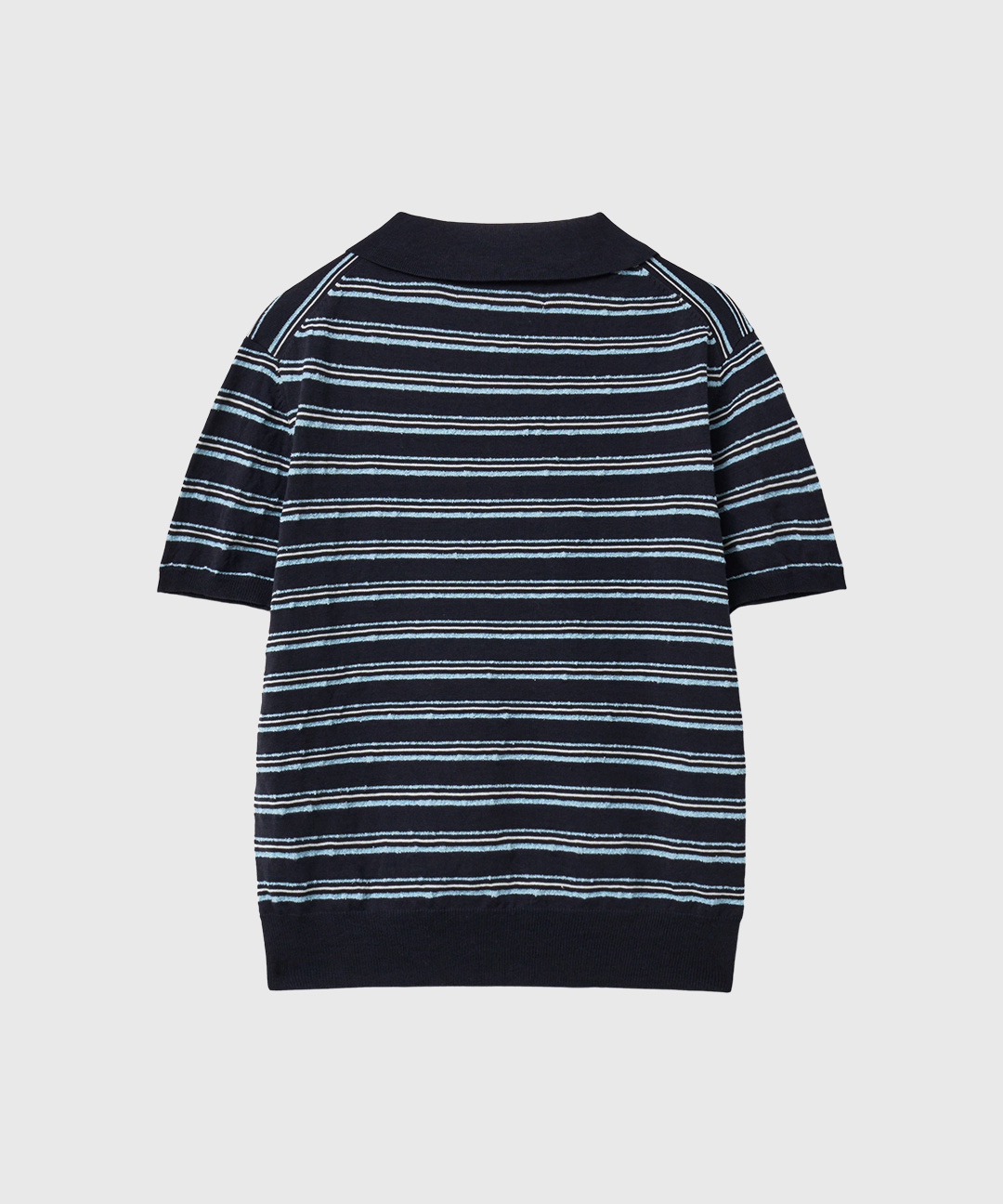 woman stripe collar half knit [navy]