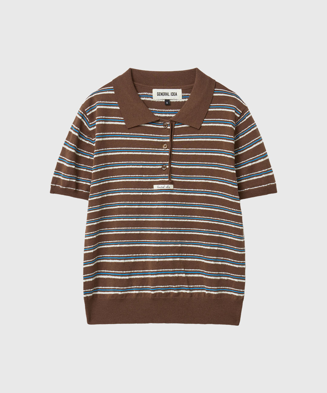 woman stripe collar half knit [brown]