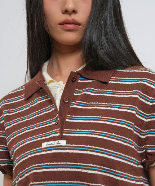 Striped Collar Half Knit [BROWN] / GF2LKP525 thumbnail 6