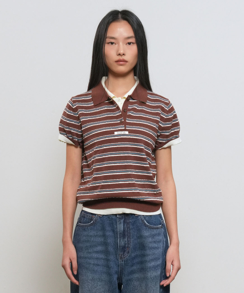Striped Collar Half Knit [BROWN] / GF2LKP525 thumbnail 7