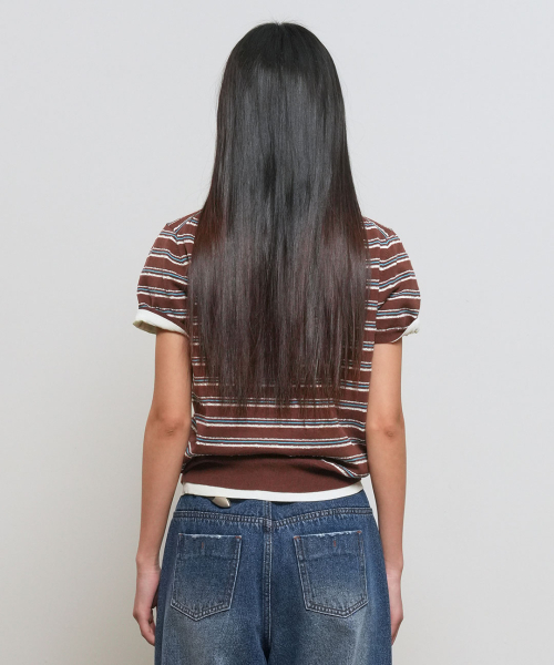 Striped Collar Half Knit [BROWN] / GF2LKP525 thumbnail 8