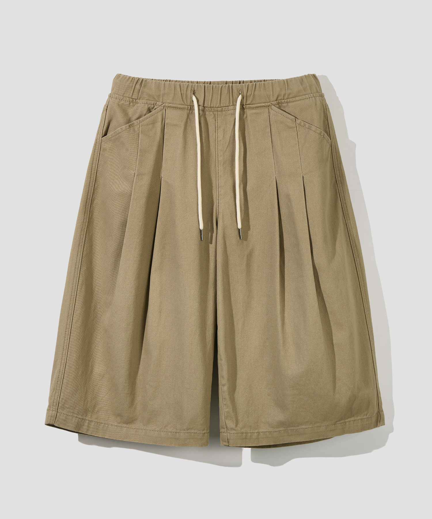 Бермуды на резинке с двумя складками [Beige]