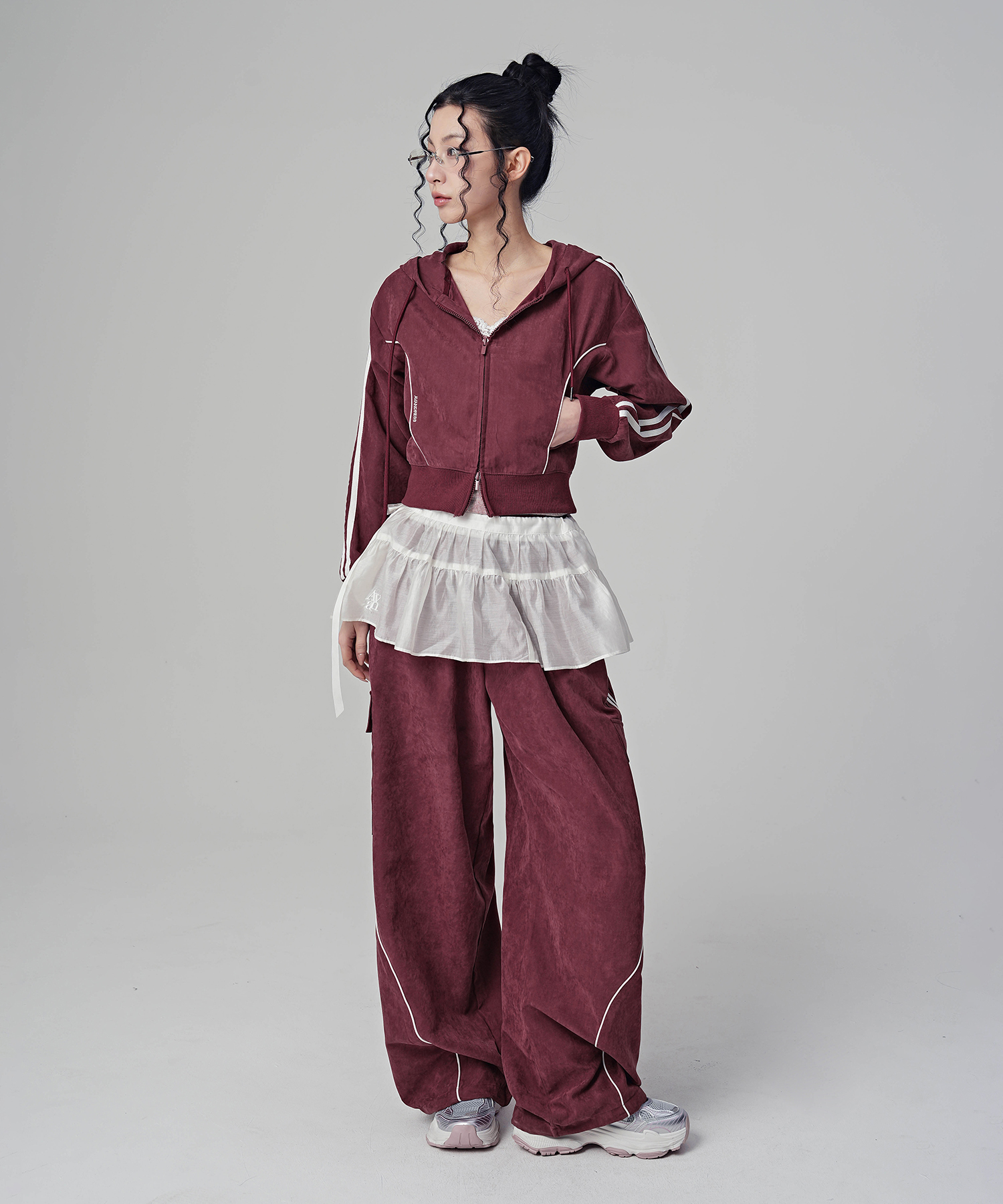 [SET] Bliss Crop Hood Zip-up + Unisex Bliss Suede Wide брюки