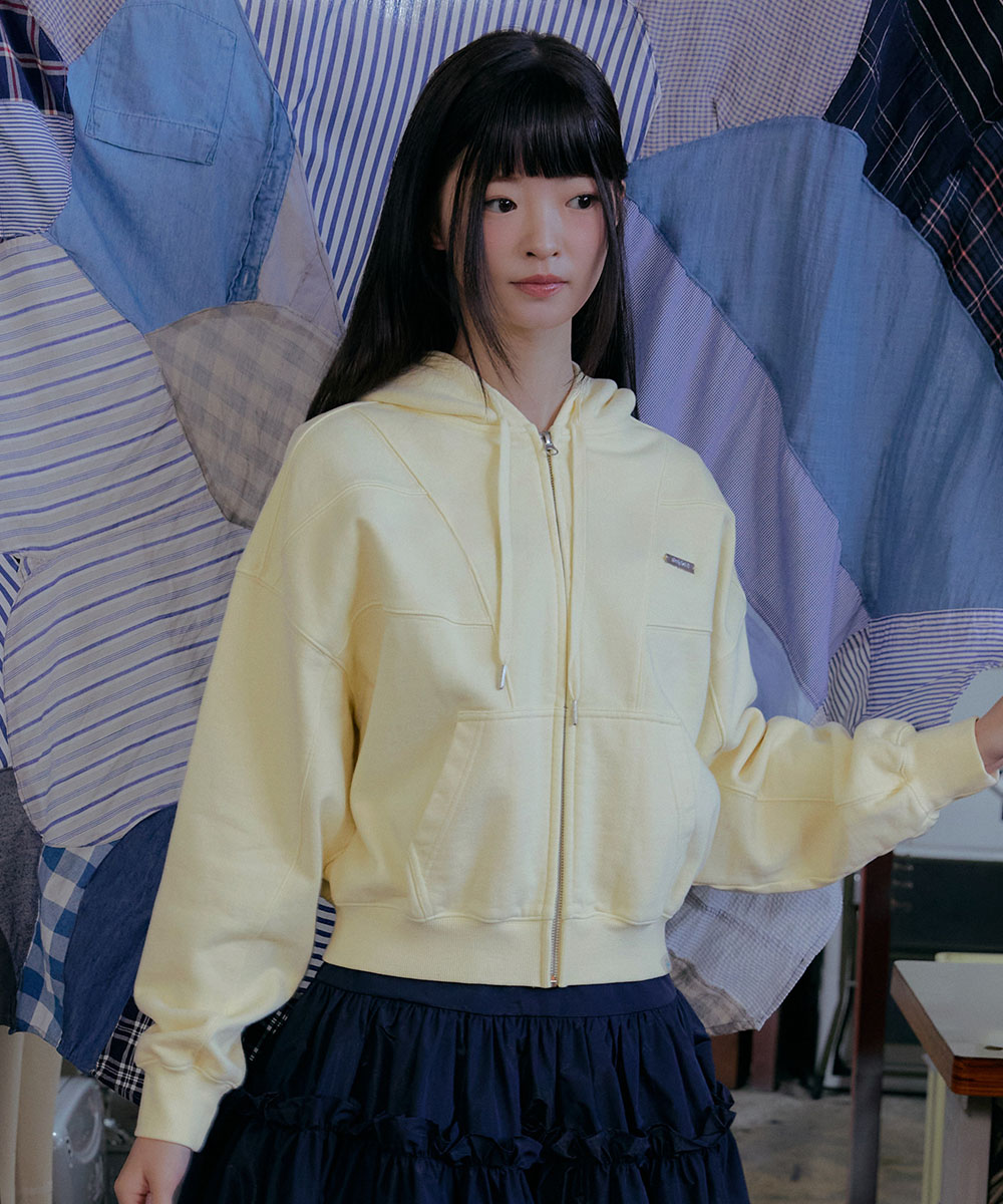 SEMI CROPPED ZIP UP HOODIE - 4 colors