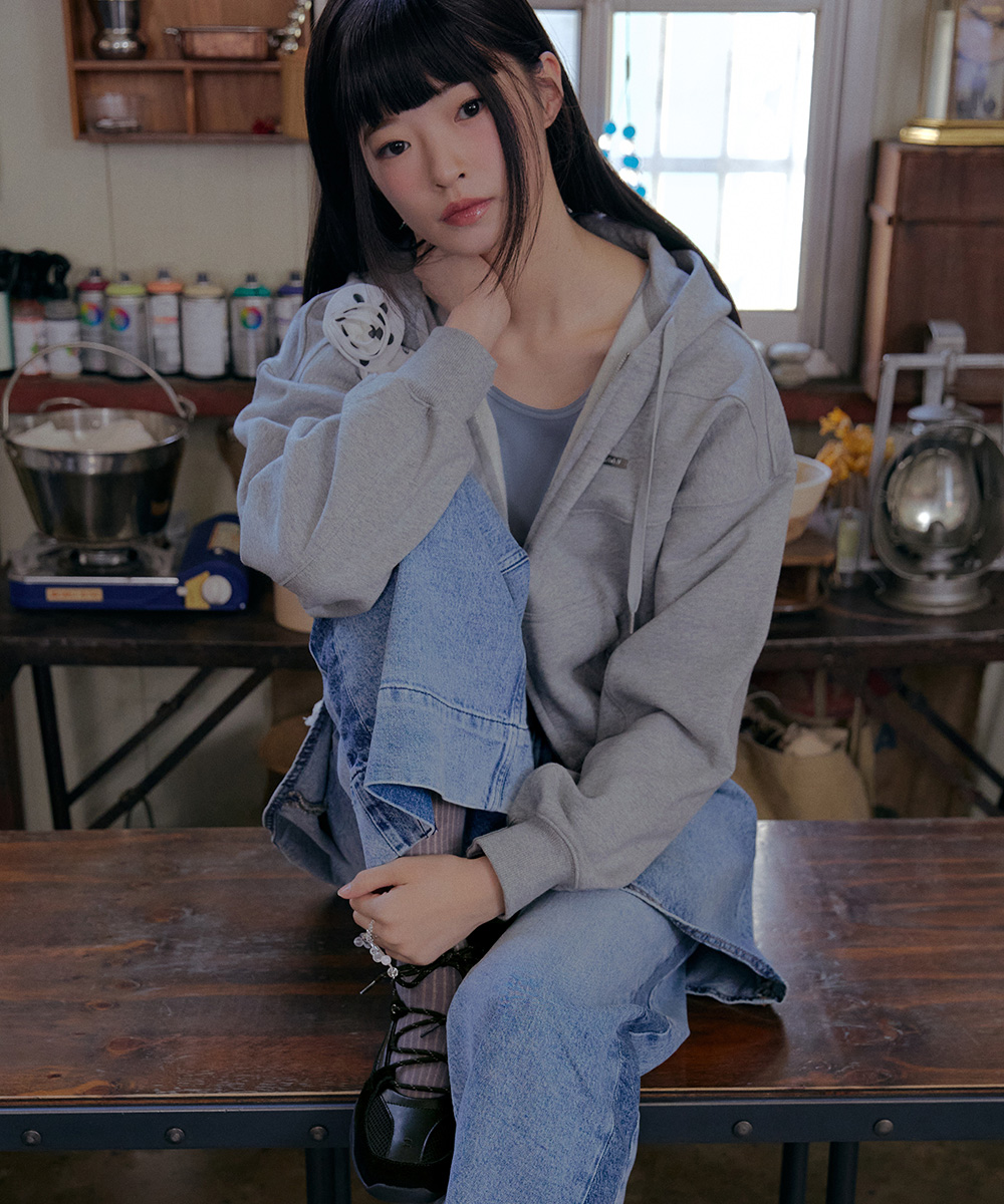 SEMI CROPPED ZIP UP HOODIE - 4 colors