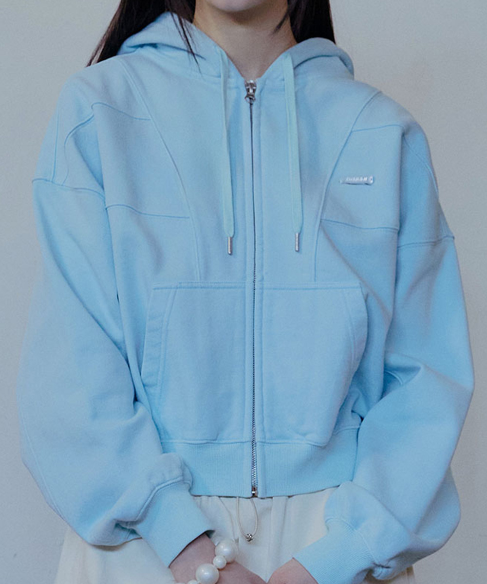 SEMI CROPPED ZIP UP HOODIE - 4 colors
