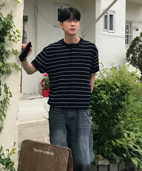 [ON] Linen-Like Oversized Henley Neck Short Sleeve Knit - 5 colors thumbnail 3