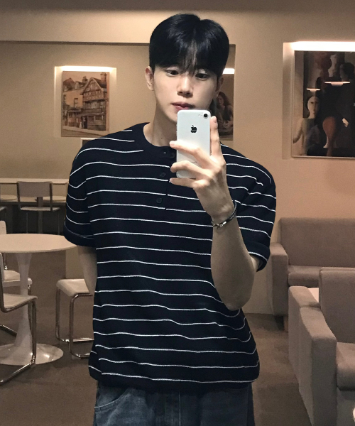 [ON] Linen-Like Oversized Henley Neck Short Sleeve Knit - 5 colors thumbnail 4