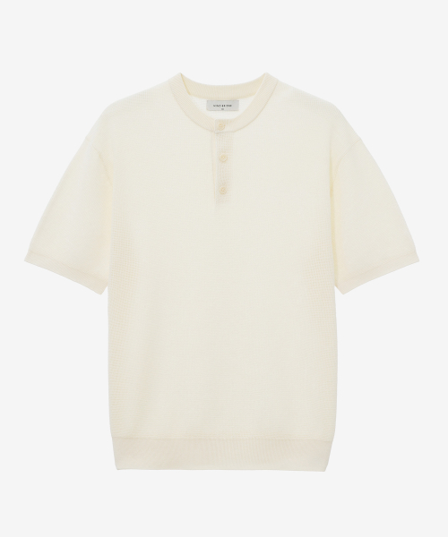 [ON] Linen-Like Oversized Henley Neck Short Sleeve Knit - 5 colors thumbnail 11