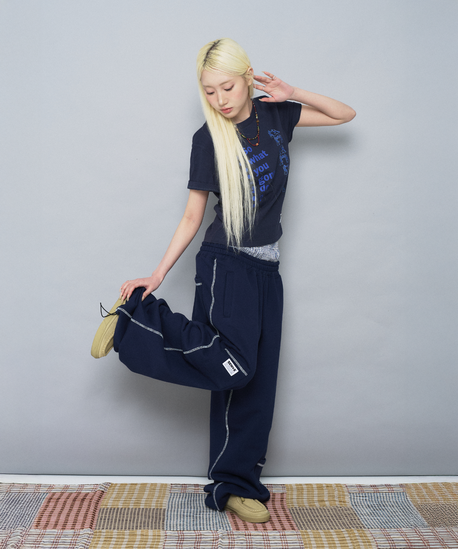 Длинные брюки со швами Stitch Curved (Navy)