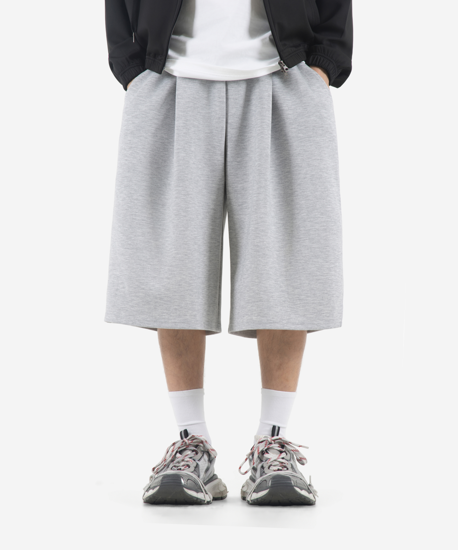 Comfort One - Tuck Long Bermuda Sweat брюки (MELANGE GREY)