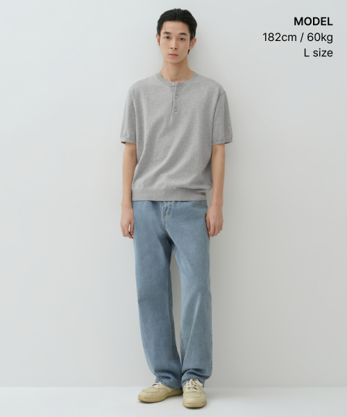 Washable Supima Cotton Henley Neck Short Sleeve Knit (5 colors) thumbnail 2