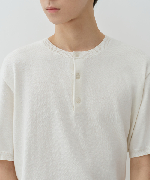 Washable Supima Cotton Henley Neck Short Sleeve Knit (5 colors) thumbnail 7