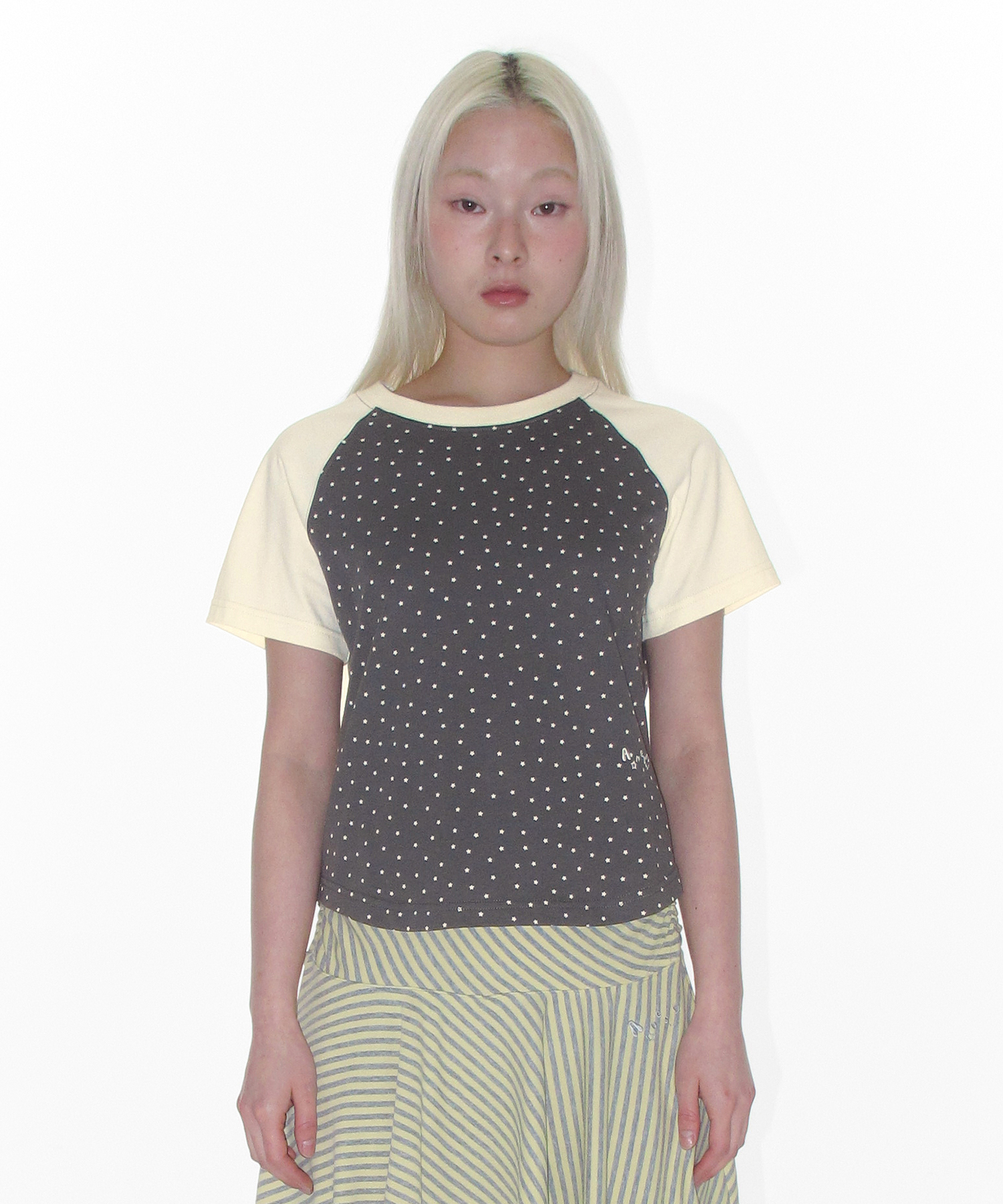 TWINKLE RAGLAN CROP TEE CHARCOAL