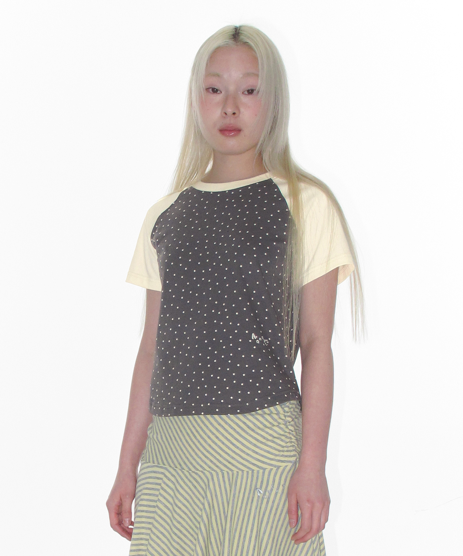 TWINKLE RAGLAN CROP TEE CHARCOAL