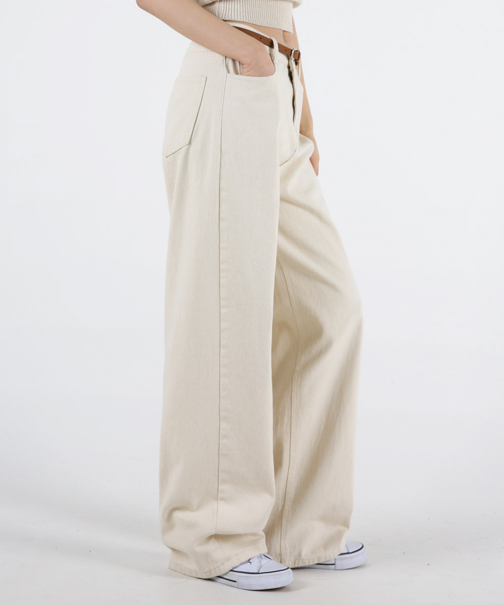 Women washing cotton wide pants 4colors