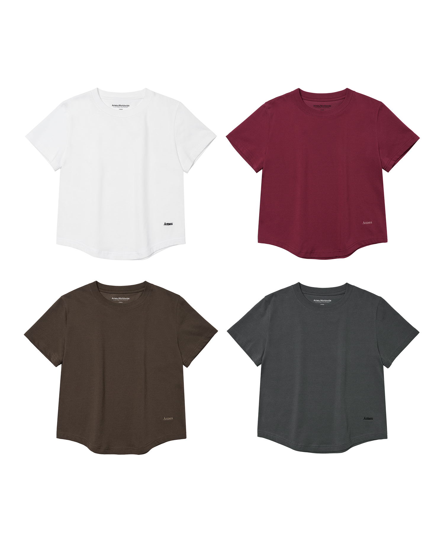 [2 PACK] AMES COOL ROUND HEM CROP TEE