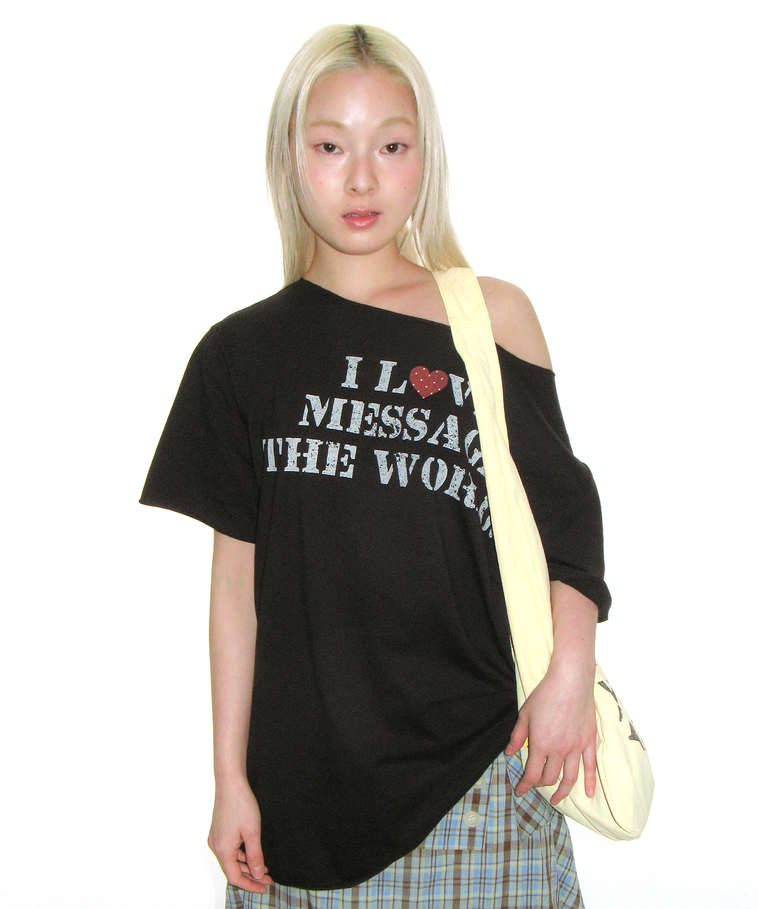 LETTERING CASUAL HOBO BAG YELLOW