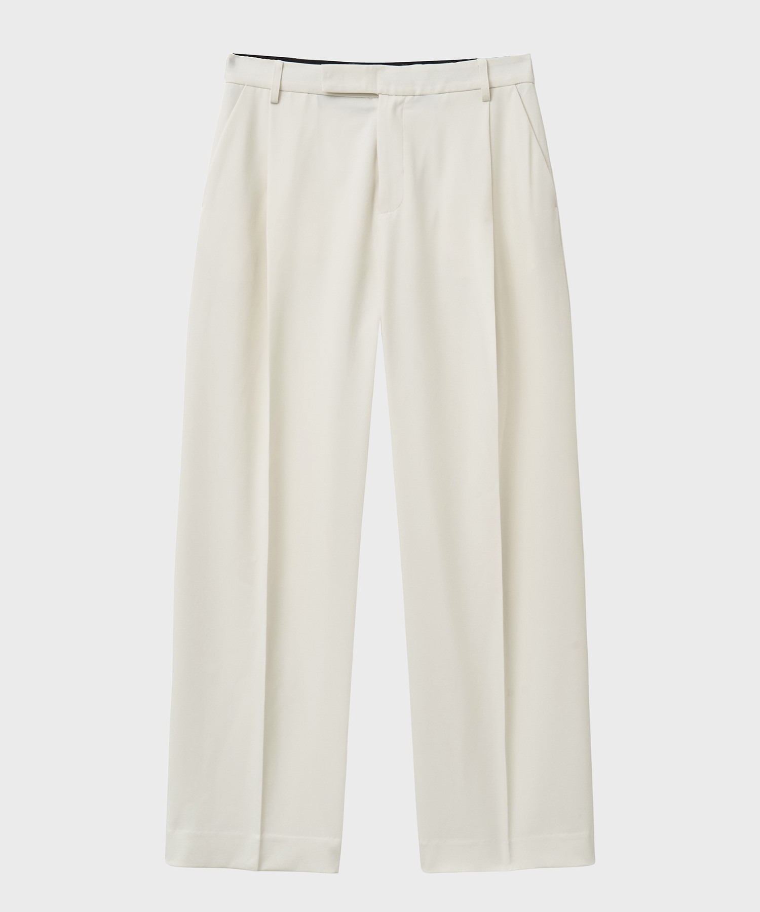 CLASSIC ONE-TUCK WIDE SLACKS (WHITE)