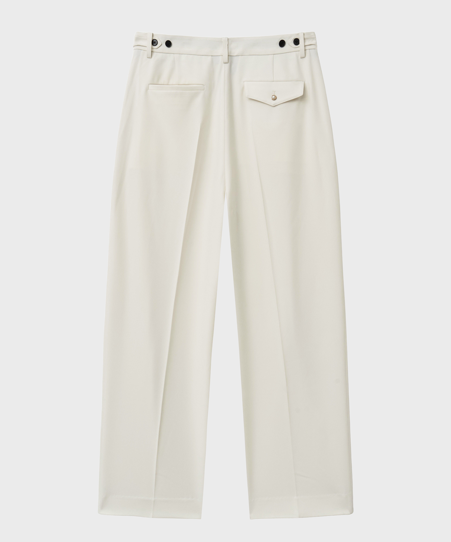 CLASSIC ONE-TUCK WIDE SLACKS (WHITE)