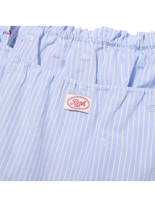 KIRSH MELLOW RUFFLE-POINT PAJAMA DRESS(SKY)