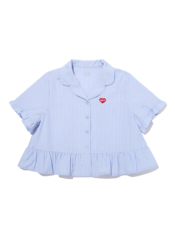 KIRSH MELLOW RUFFLE-POINT SHORT SLEEVE PAJAMA(SKY)