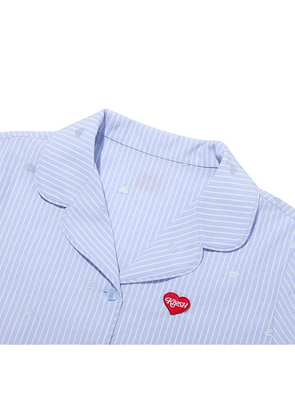 KIRSH MELLOW RUFFLE-POINT SHORT SLEEVE PAJAMA(SKY)