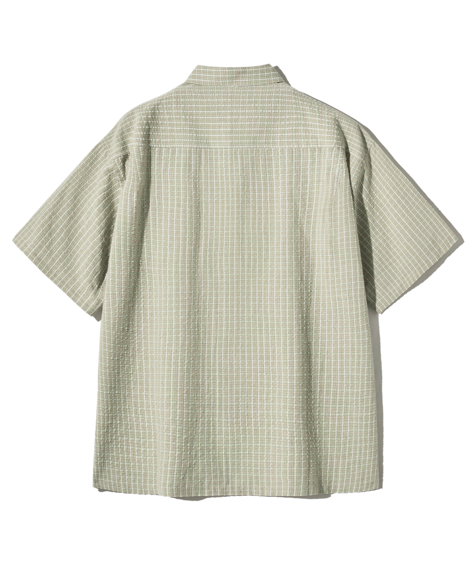 Roll Up Check Half Shirt-Light Green
