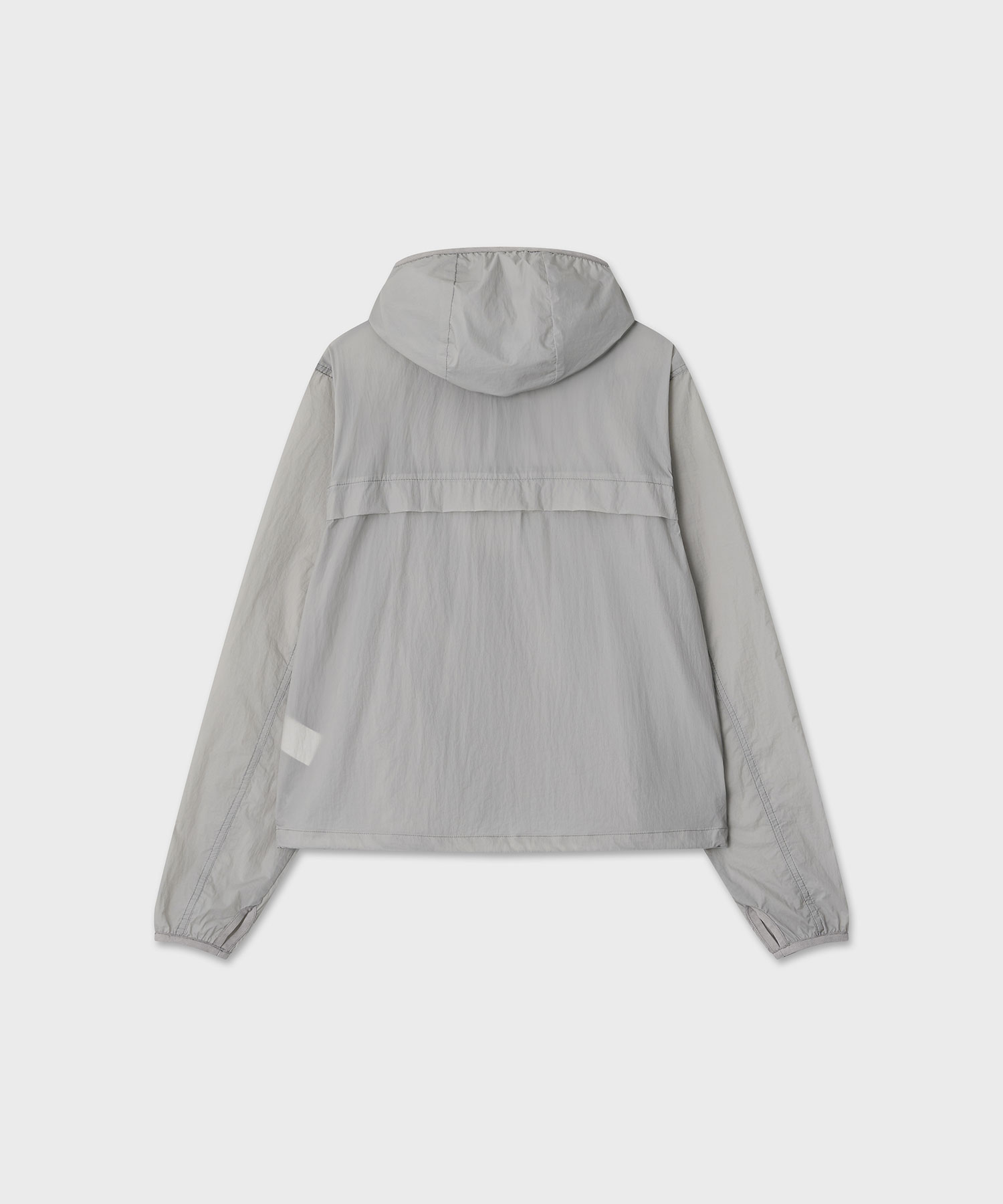 Shirring Hooded Wind Breaker (Light Gray)