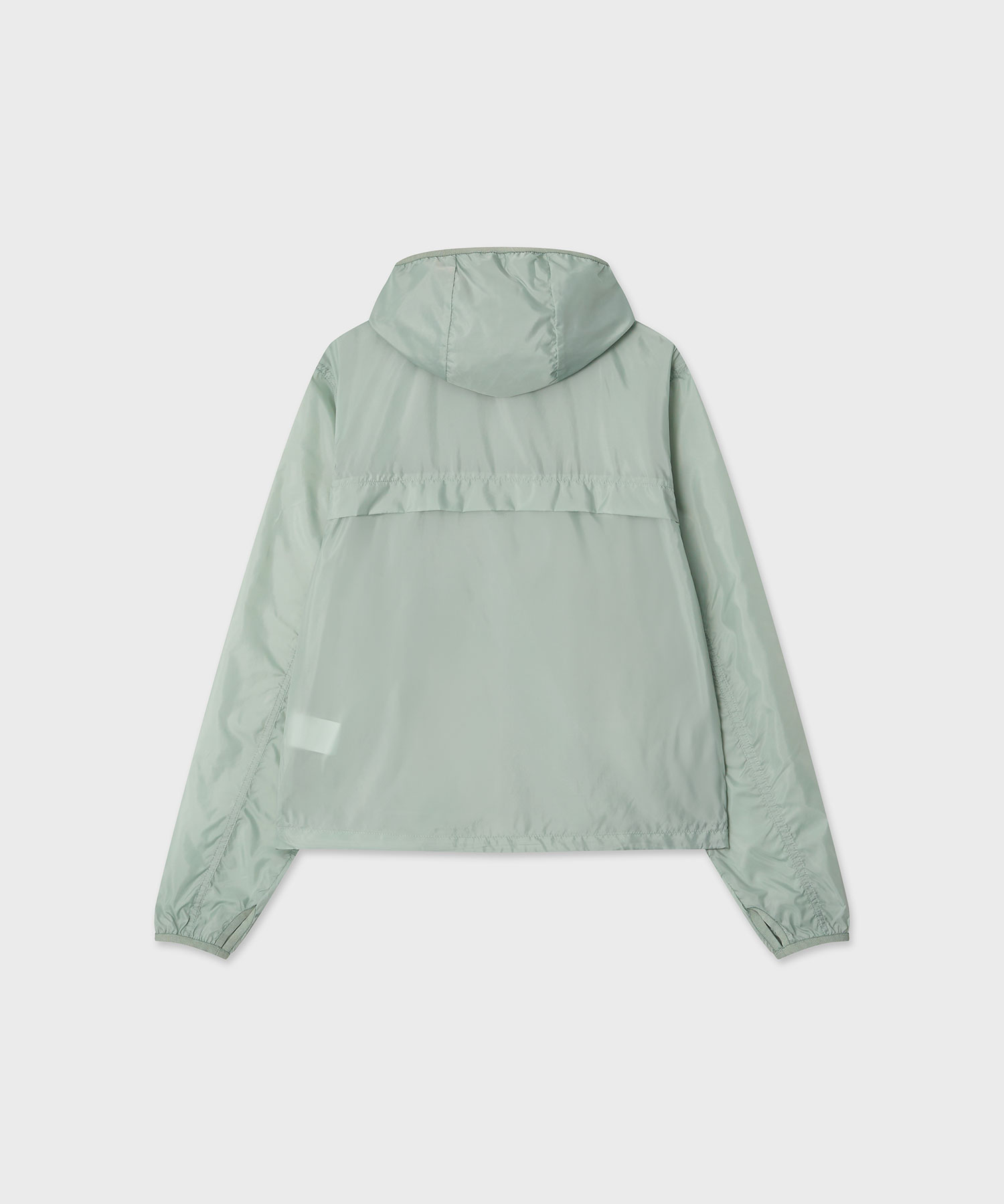 Shirring Hooded Wind Breaker (Mint Gray)