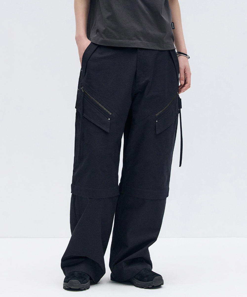DETACHABLE COTTON PANTS BLACK