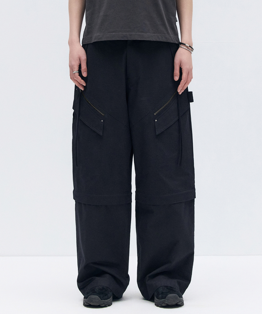DETACHABLE COTTON PANTS BLACK