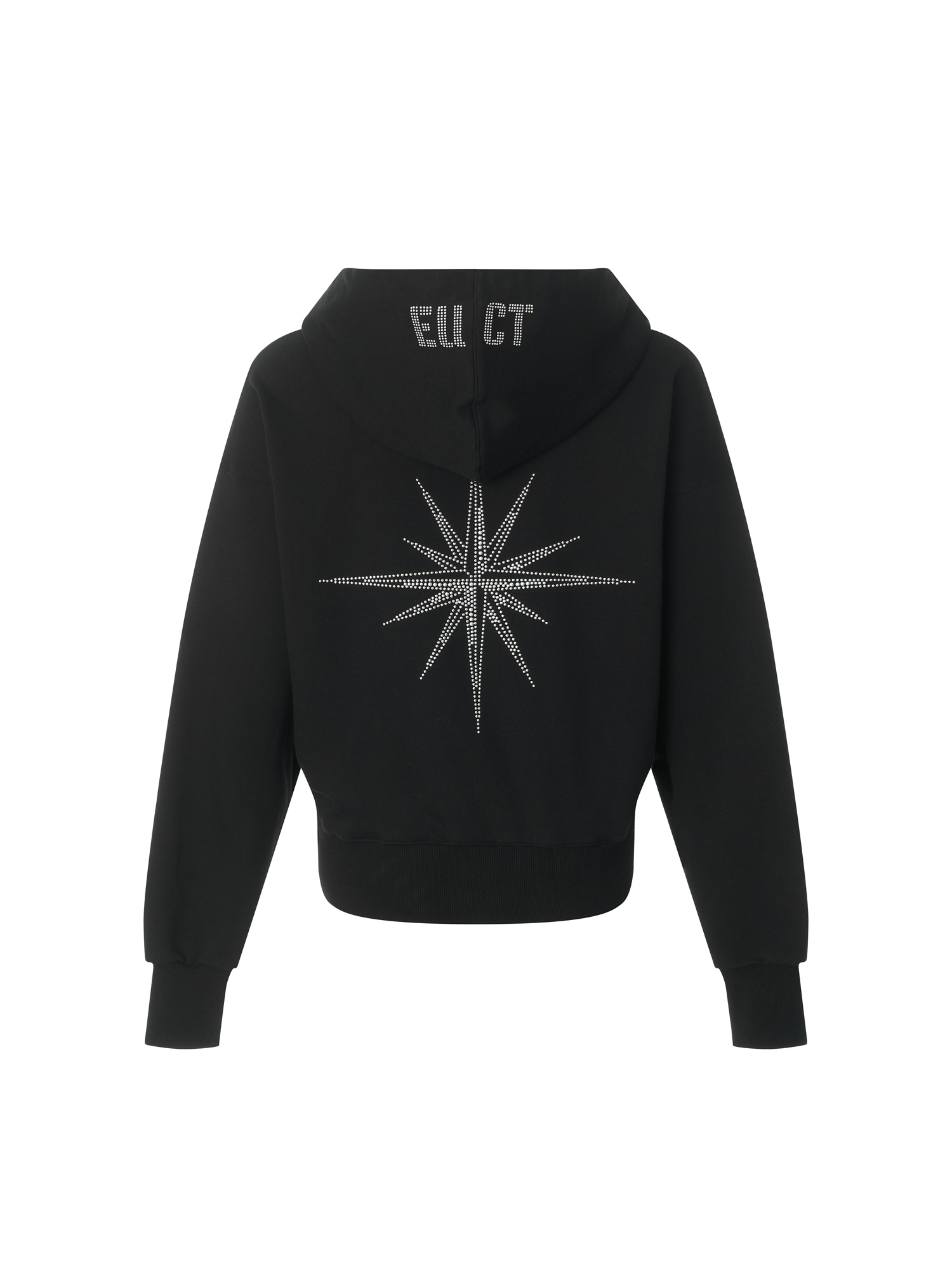 EUCT Hotfix Rhinestone Hood Zip Up - BLACK