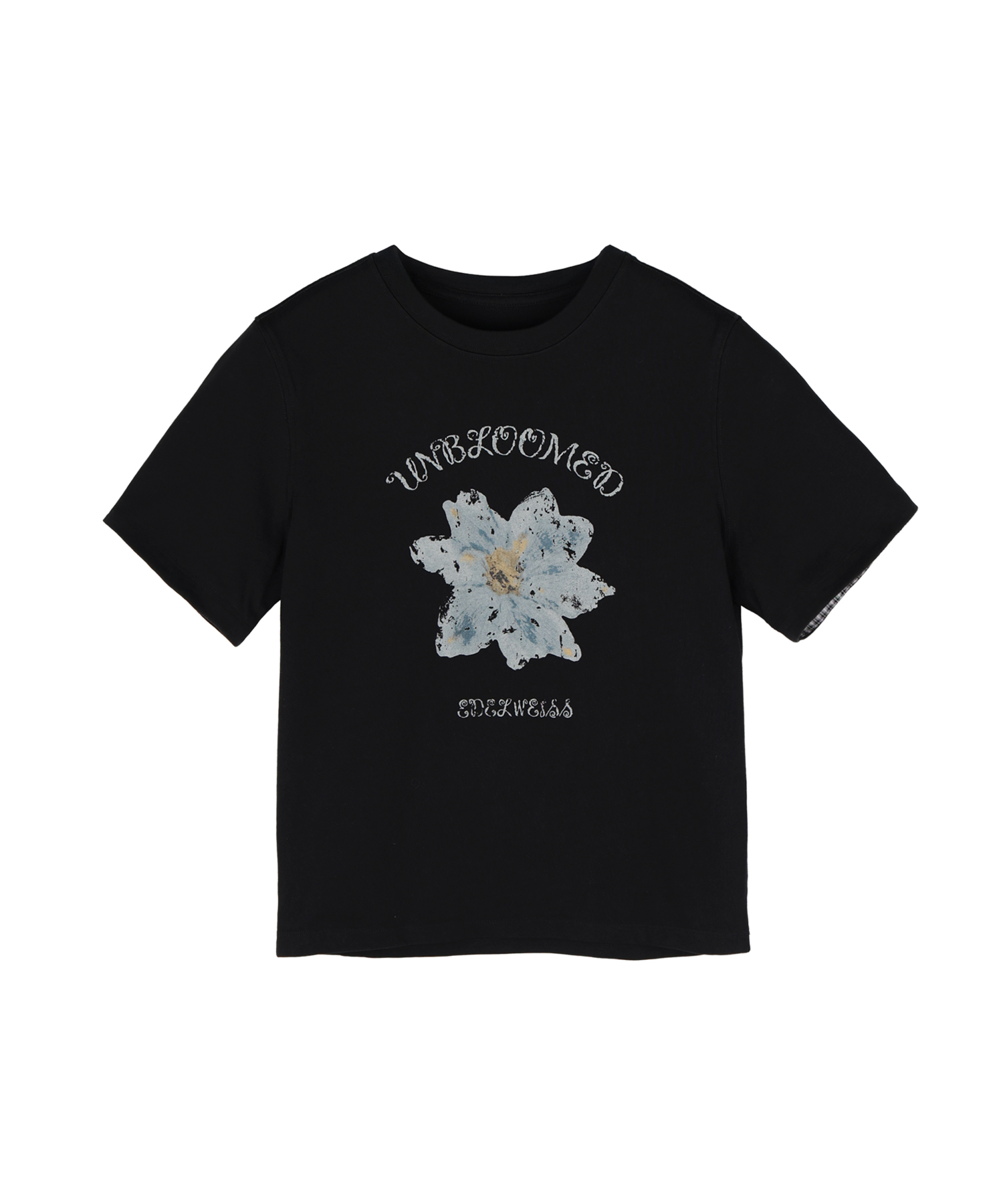 (Woman) Кроп-футболка с подворотами Dry Flower [Black]