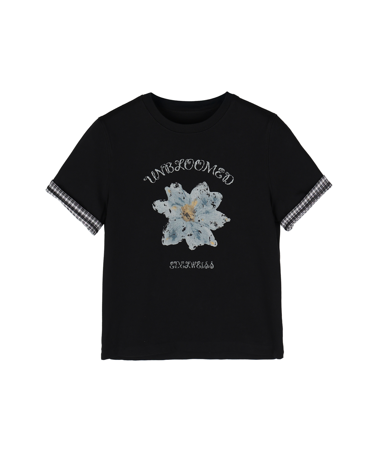 (Woman) Кроп-футболка с подворотами Dry Flower [Black]